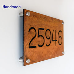 Rusted iron house numbers plaque 60x30 cm outdoor size