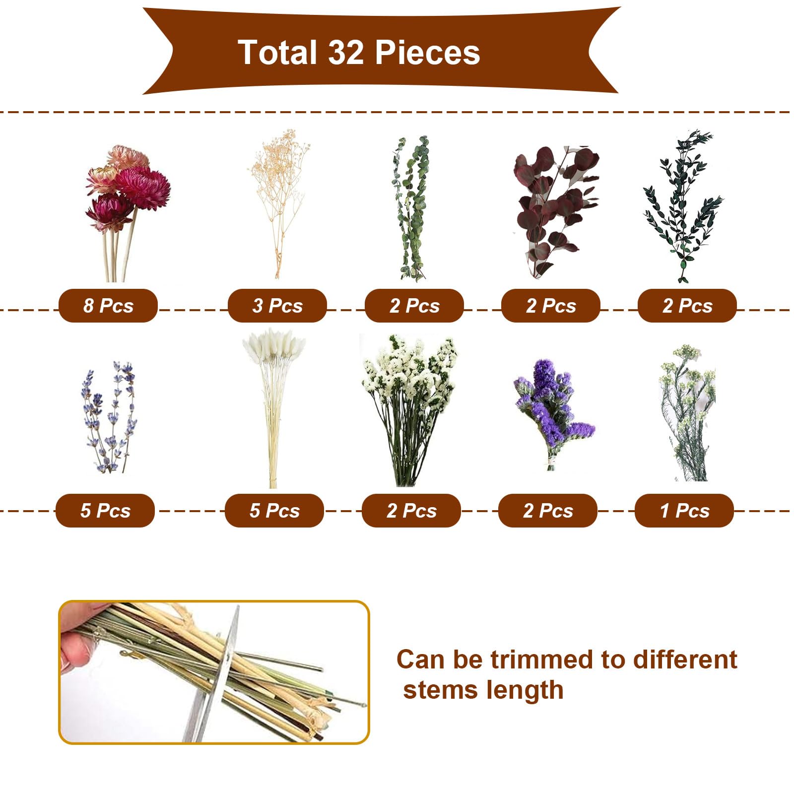 Ready to display dried bouquet securely packed for use