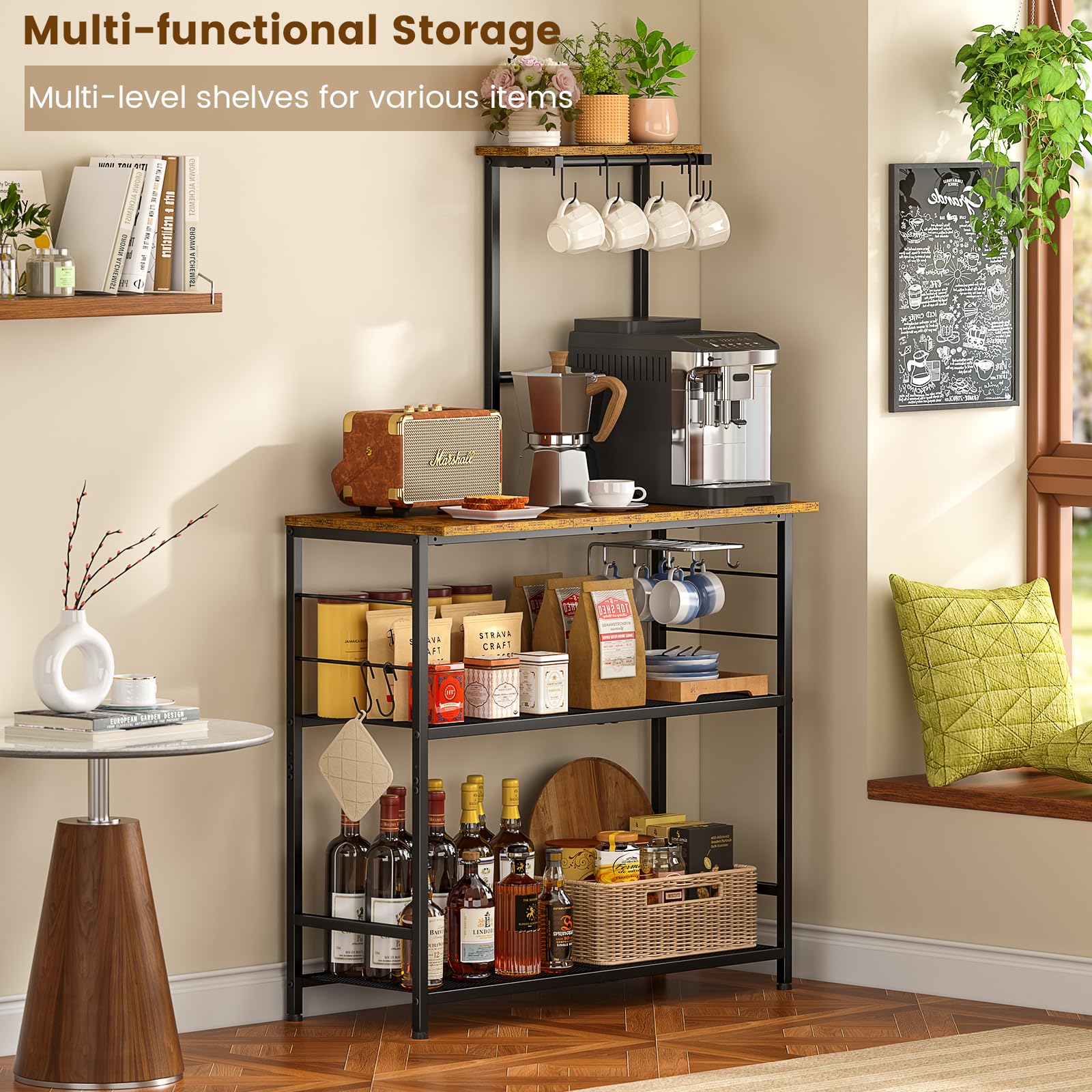 Adjustable middle shelf moves 1.7 inches