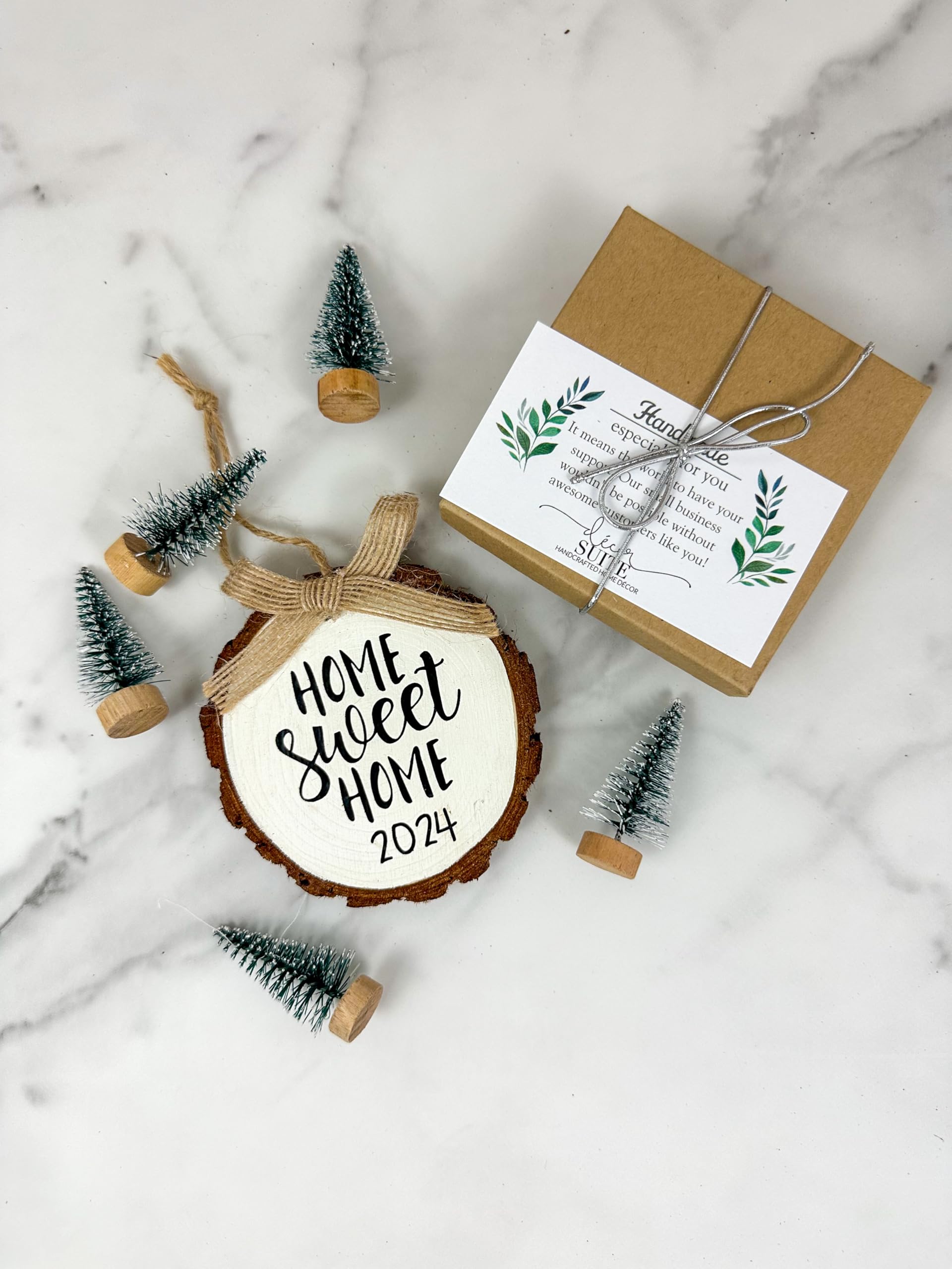 White ornament with rustic burlap accents