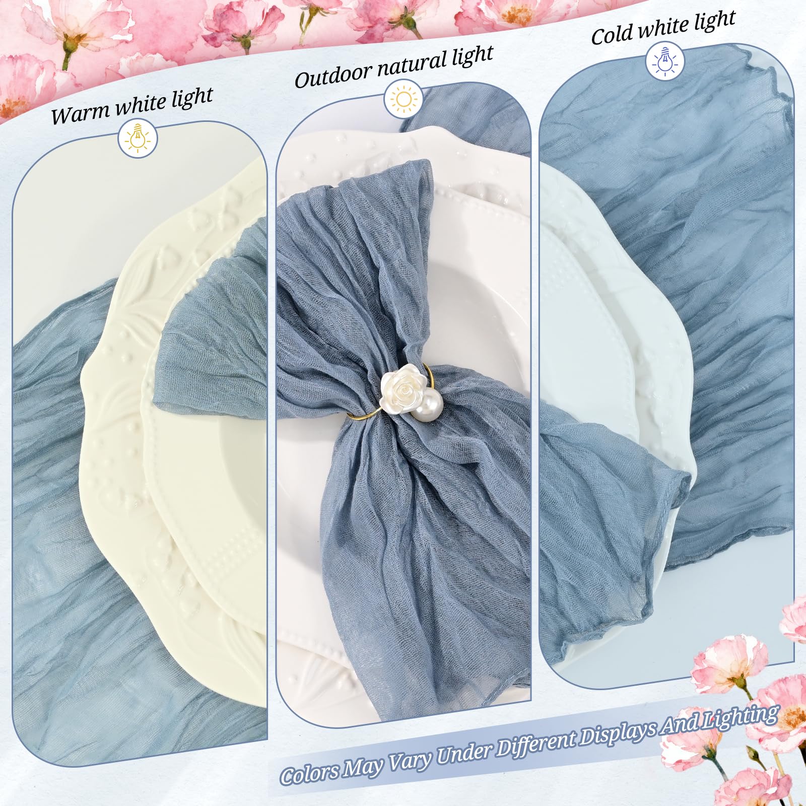 Rustic cheesecloth napkins 20x20 dusty blue ready for events