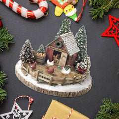 Rustic farmhouse chicken coop ornament for holiday display