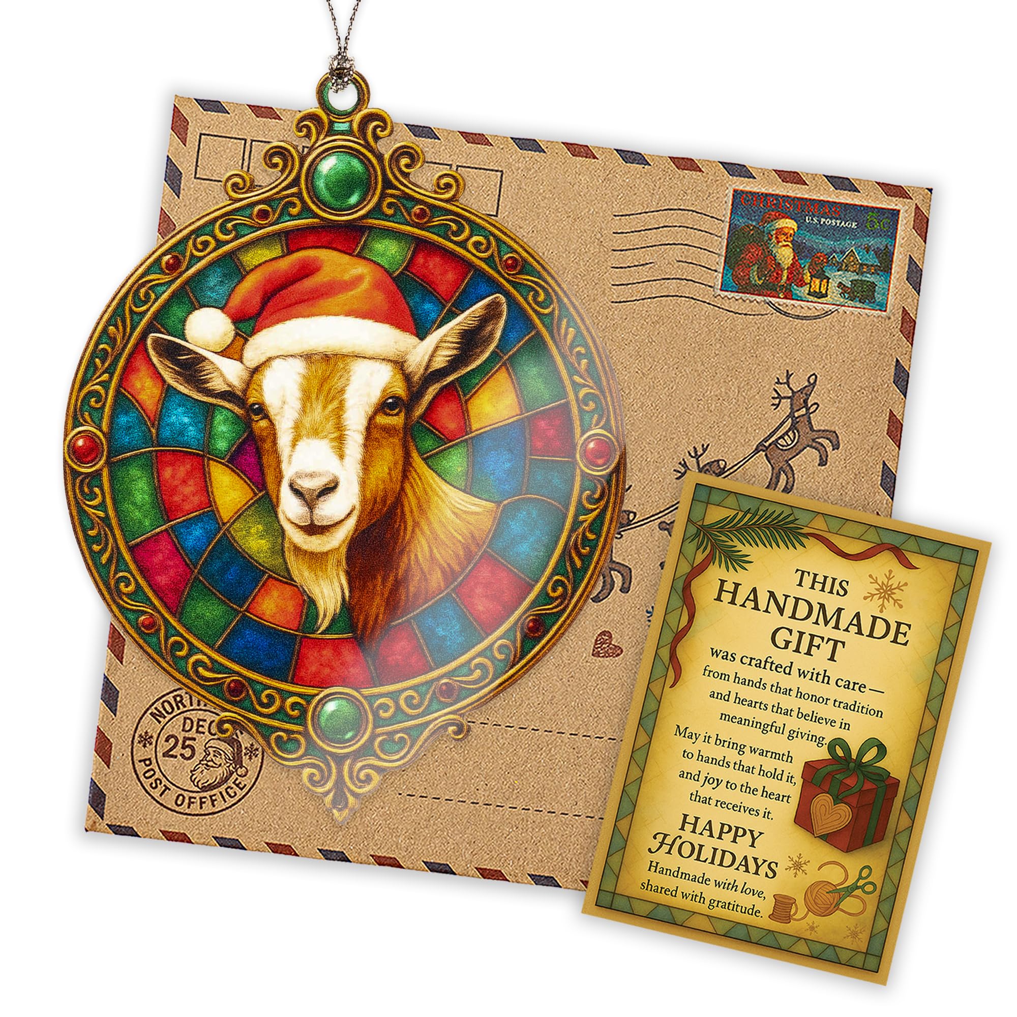 Goat Ornament decor for Christmas tree and holiday display