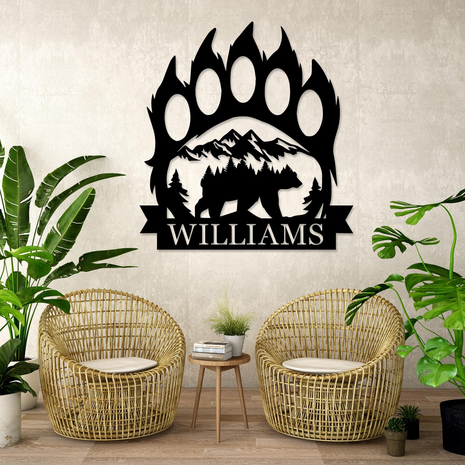 Rustic forest bear sign metal wall art crafted in high-grade steel