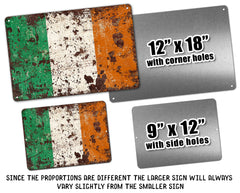 Rustic Irish flag metal sign 12x18 four holes mounting