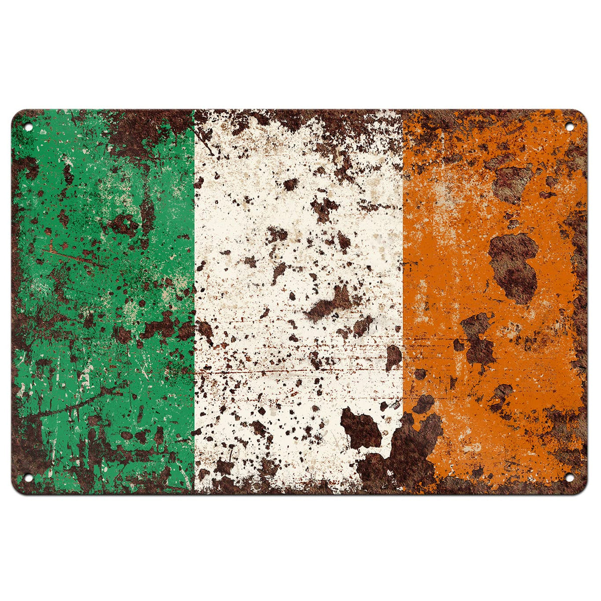 Rustic Irish flag metal sign 9x12 with two mounting holes