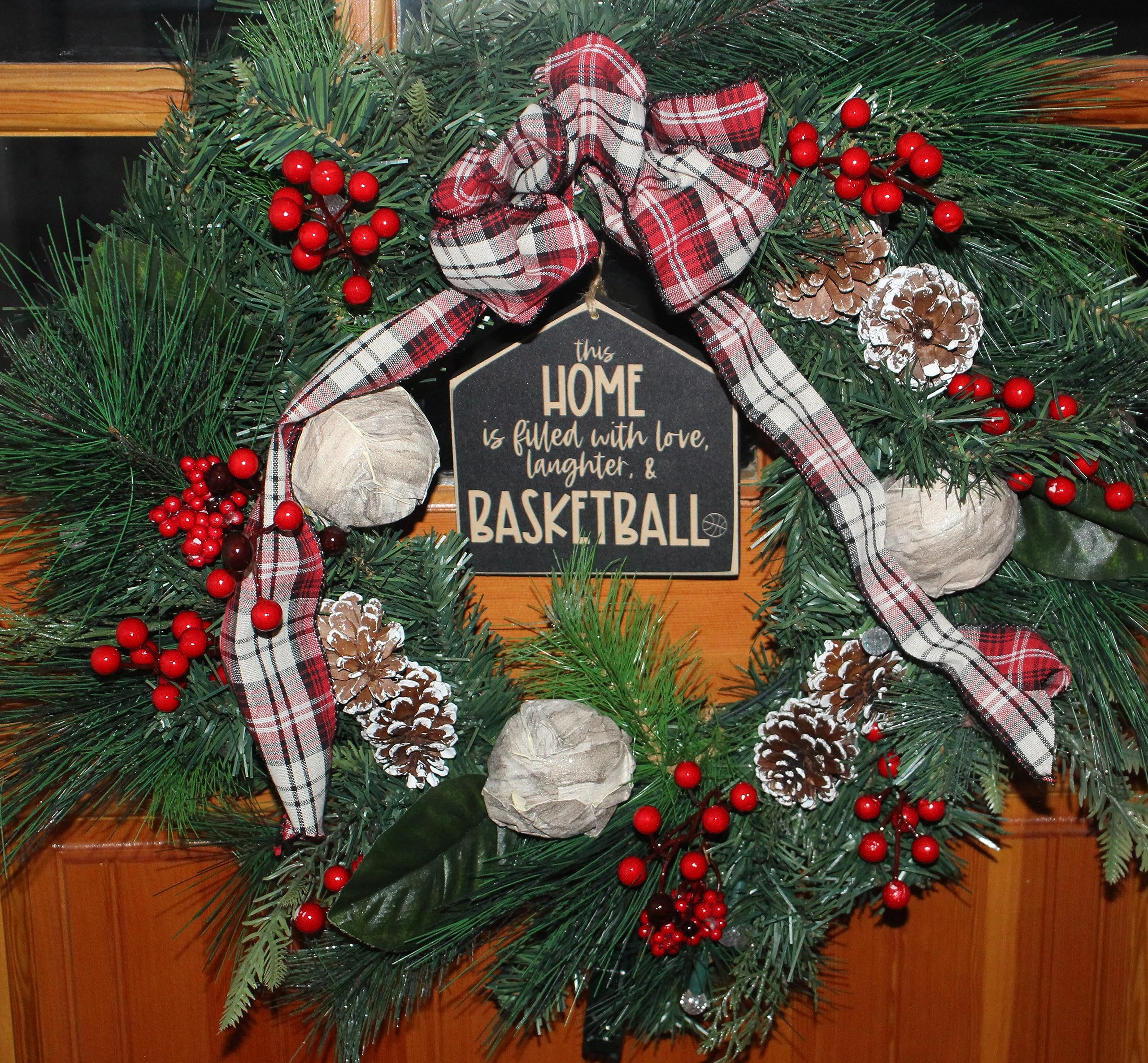Laser cut basketball sign black distressed rustic style