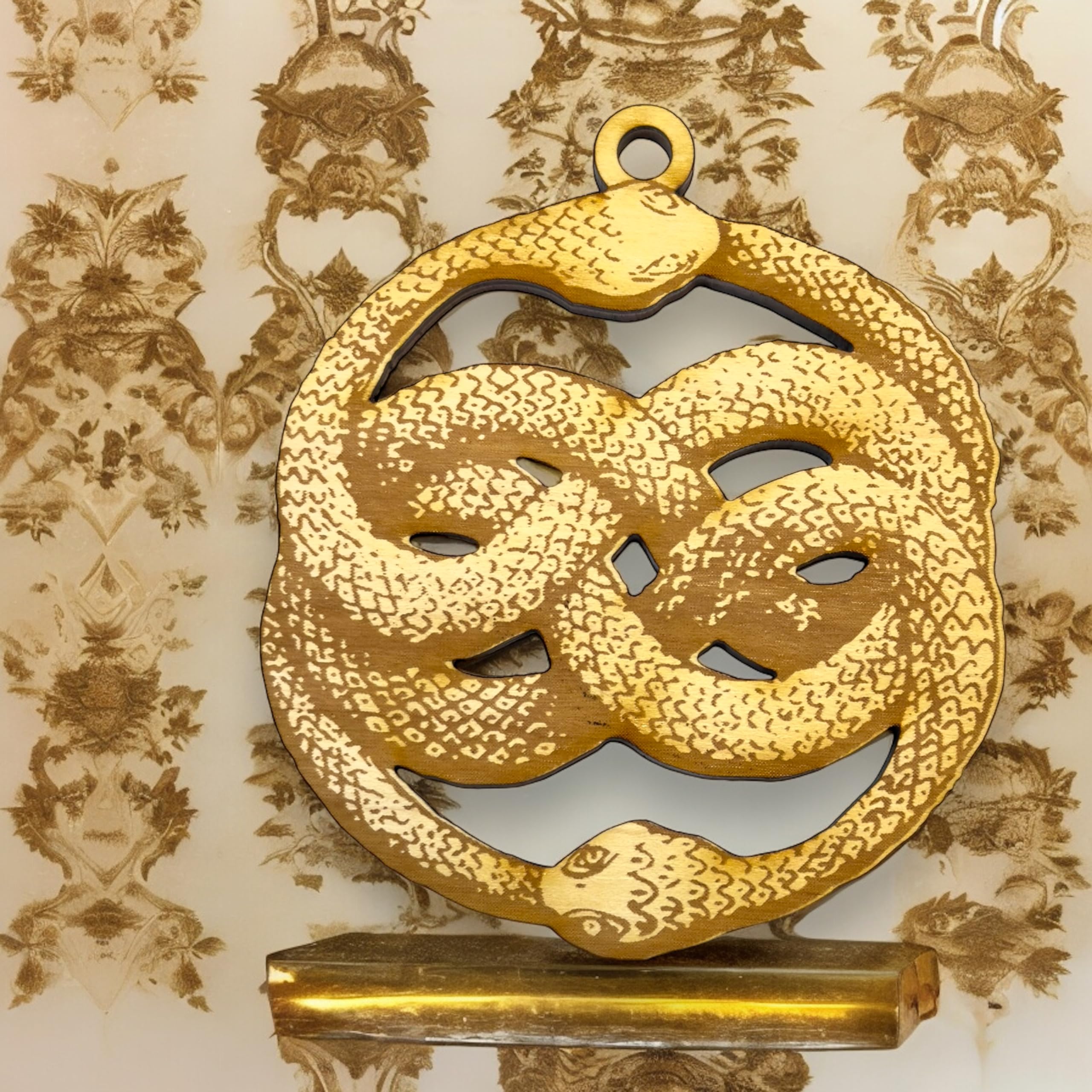 Ouroboros design wooden ornament for Christmas gift