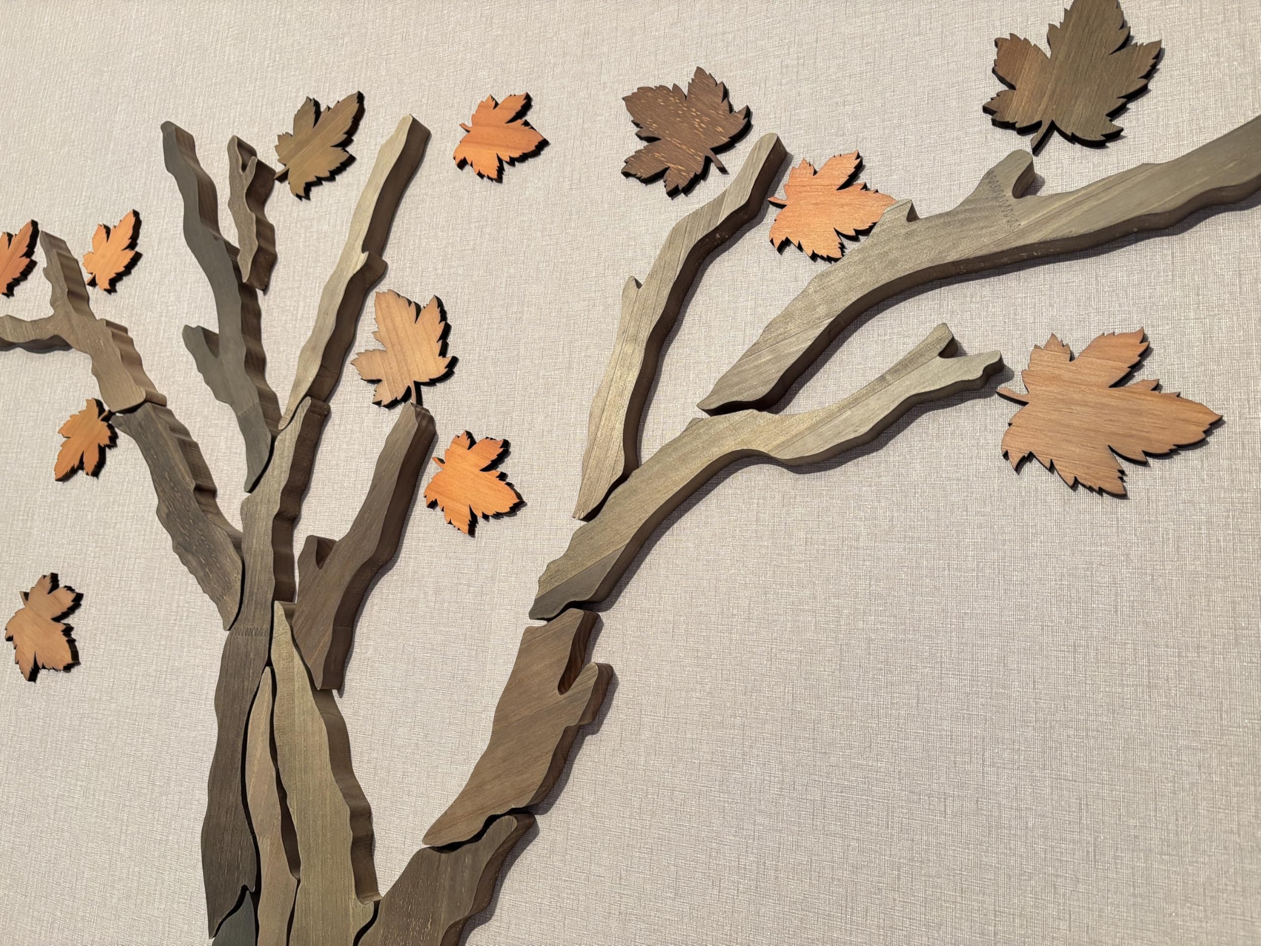 Rustic modern maple tree wall art on pine wood