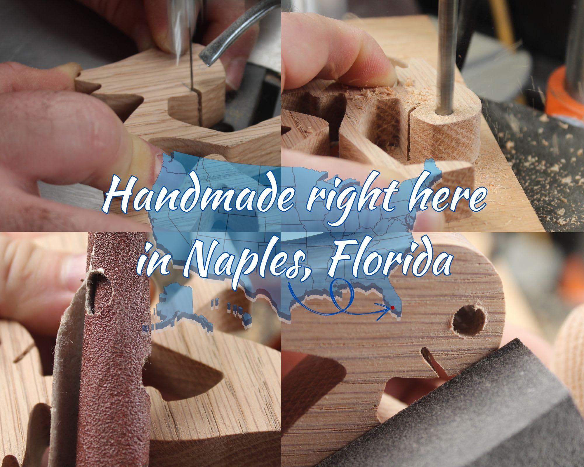 Rustic oak cat statue packaged in branded pouch and box