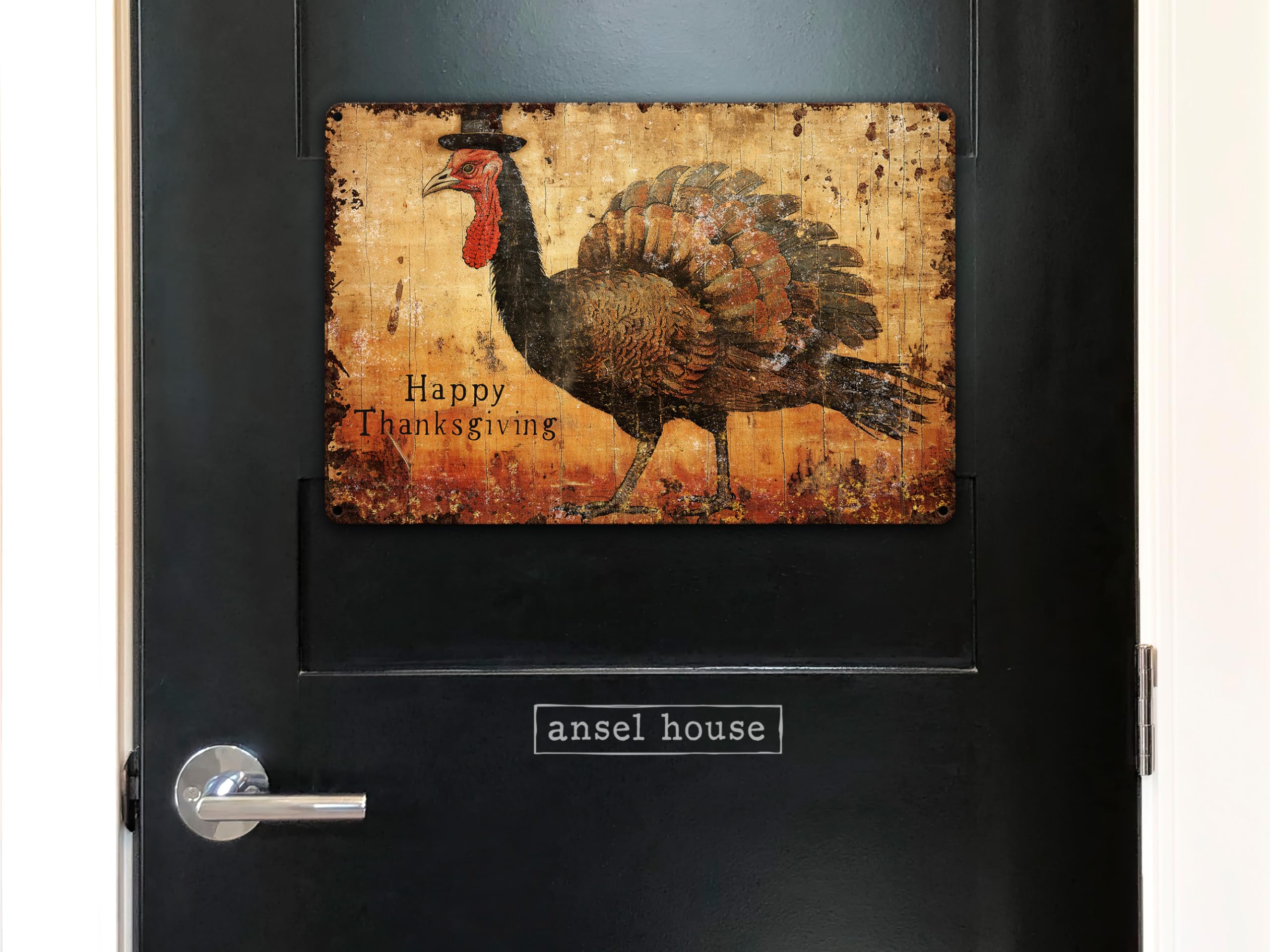 Rustic Primitive turkey sign as part of Thanksgiving decor collection