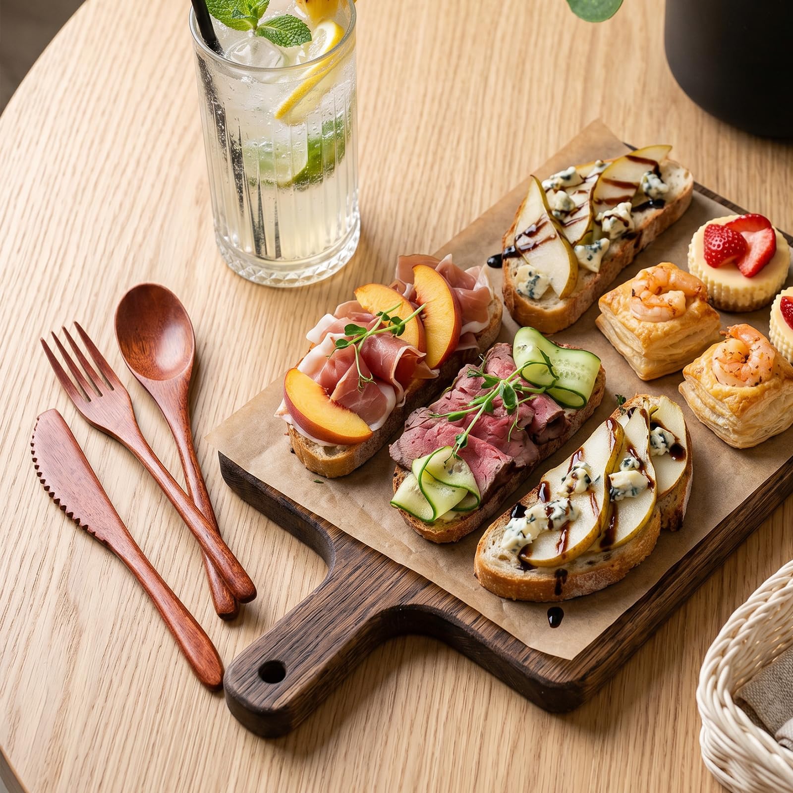lightweight portable wooden utensils for dining and outdoors