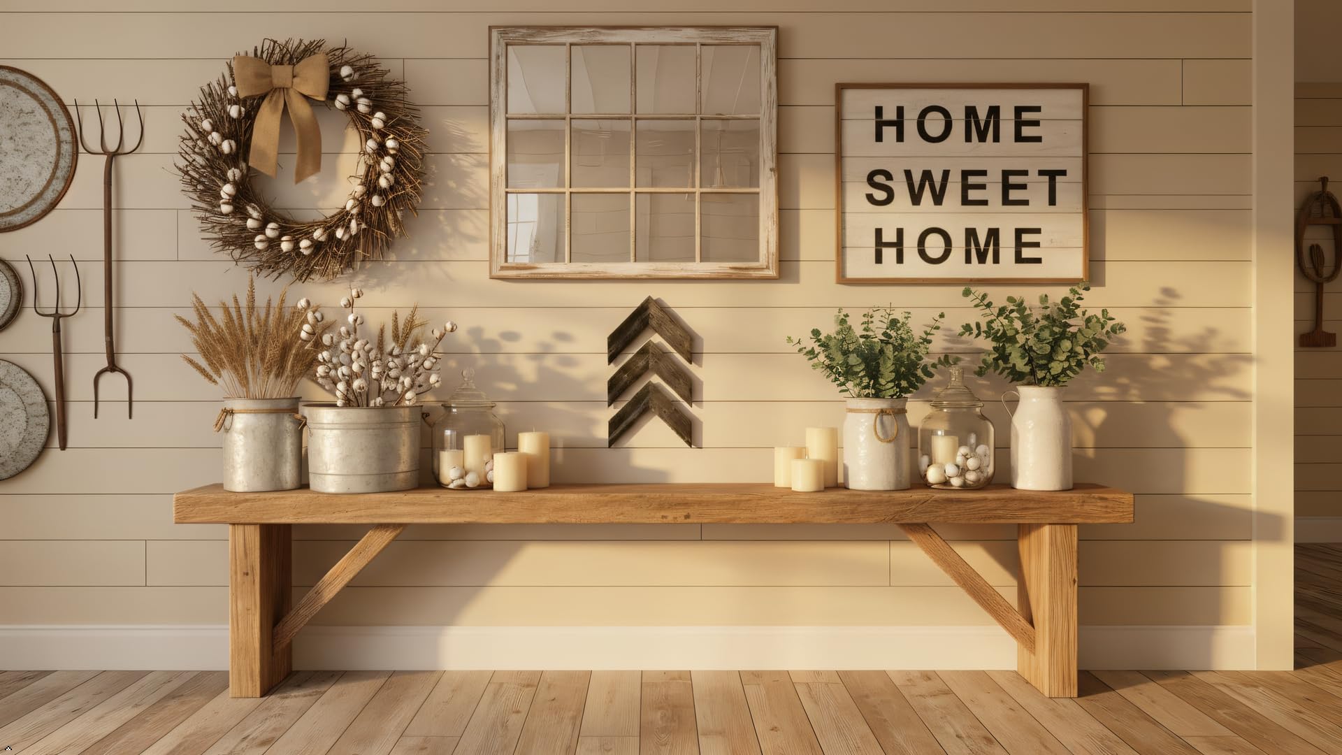 Farmhouse inspired wall art made from real wood arrows