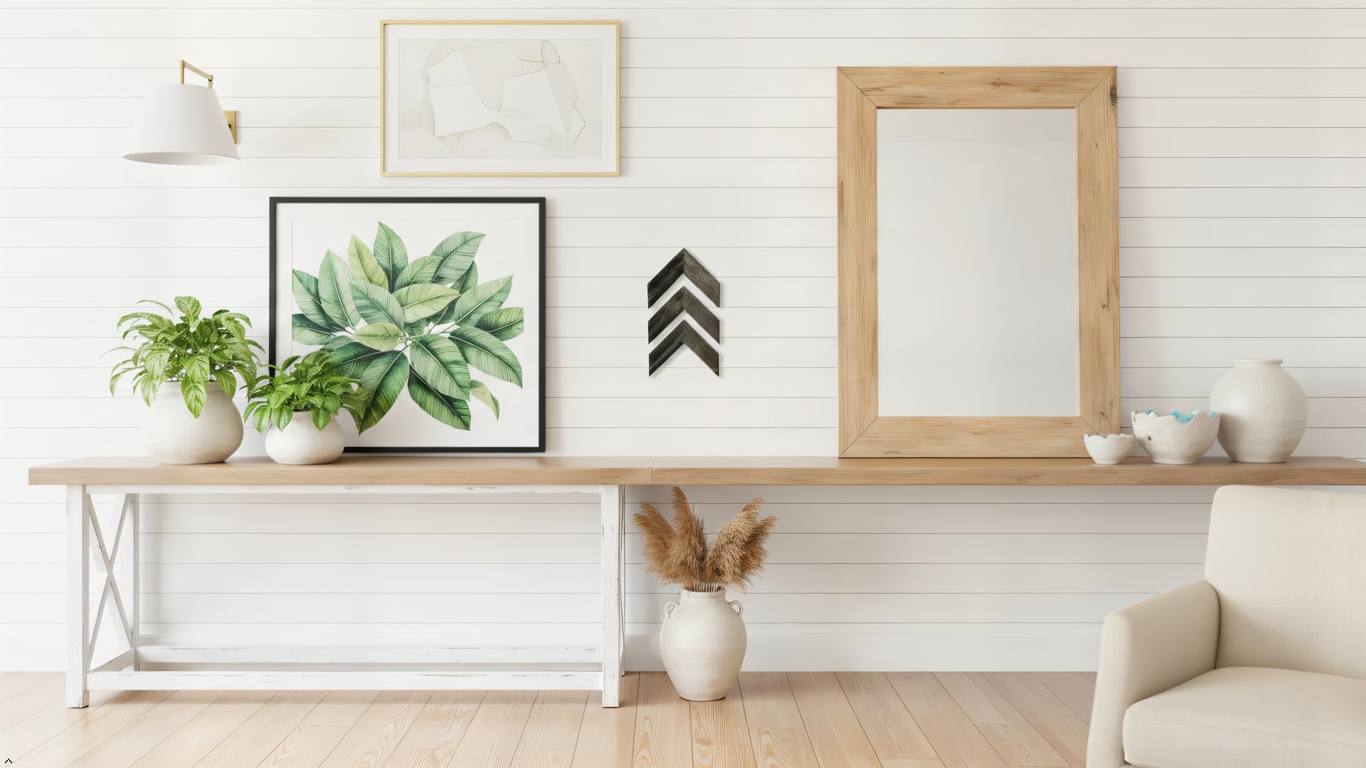 Wall mounting hangers included for chevron arrow decor