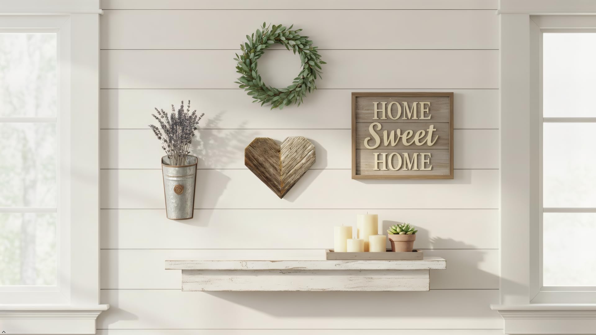 Rustic Revival Rustic Heart Wood Wall Hang back with brass hanger