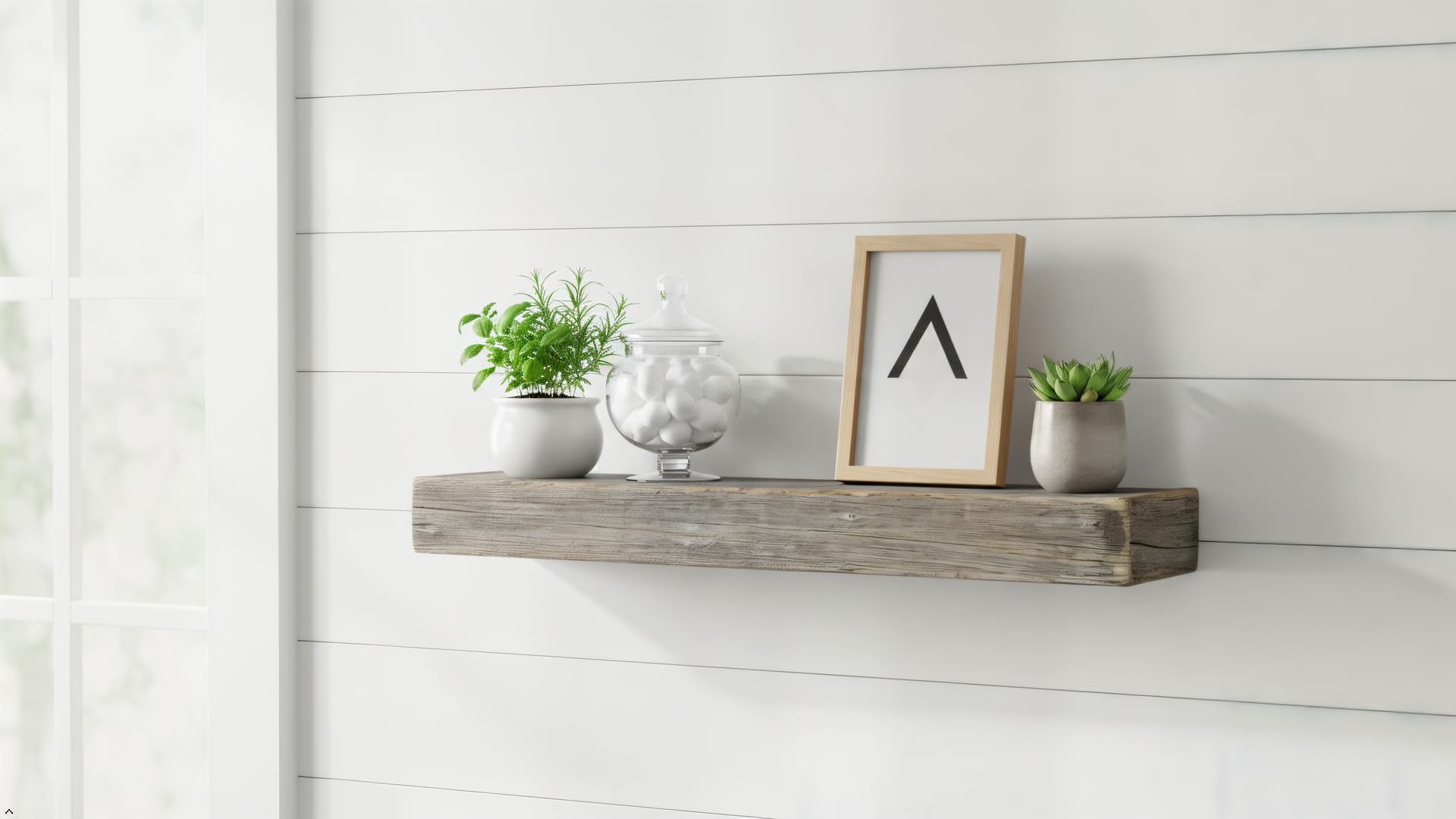 Authentic barnwood floating shelf handcrafted look