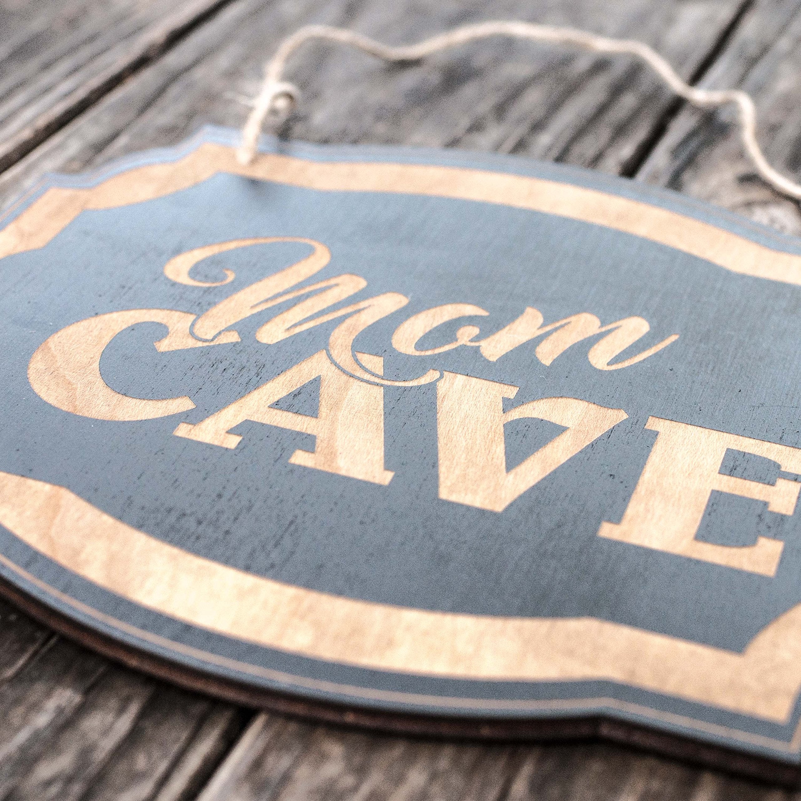 Sign BLACK Mom Cave 10x8 wall sign for interior use