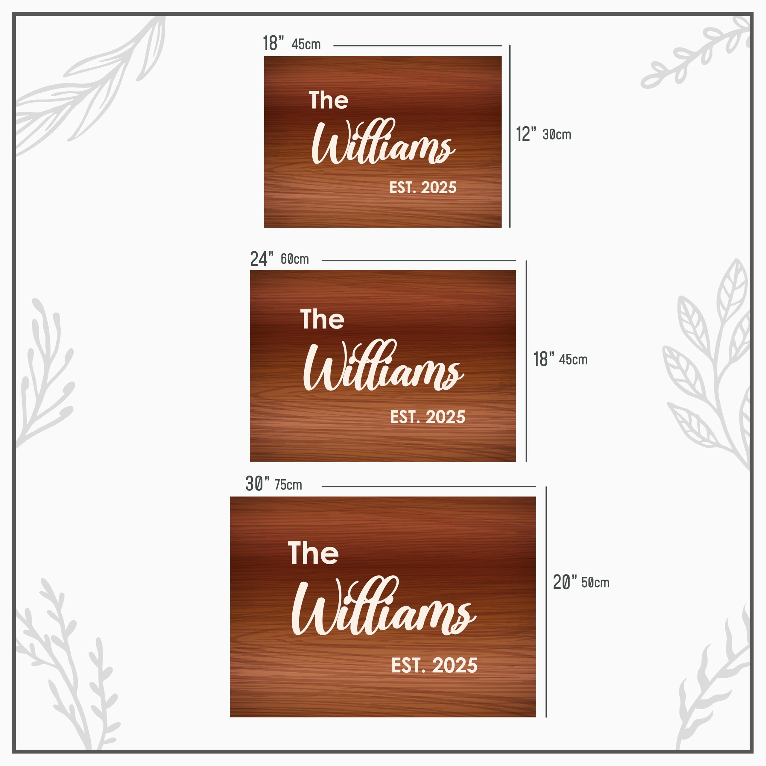 Engraved wedding sign with personalized details
