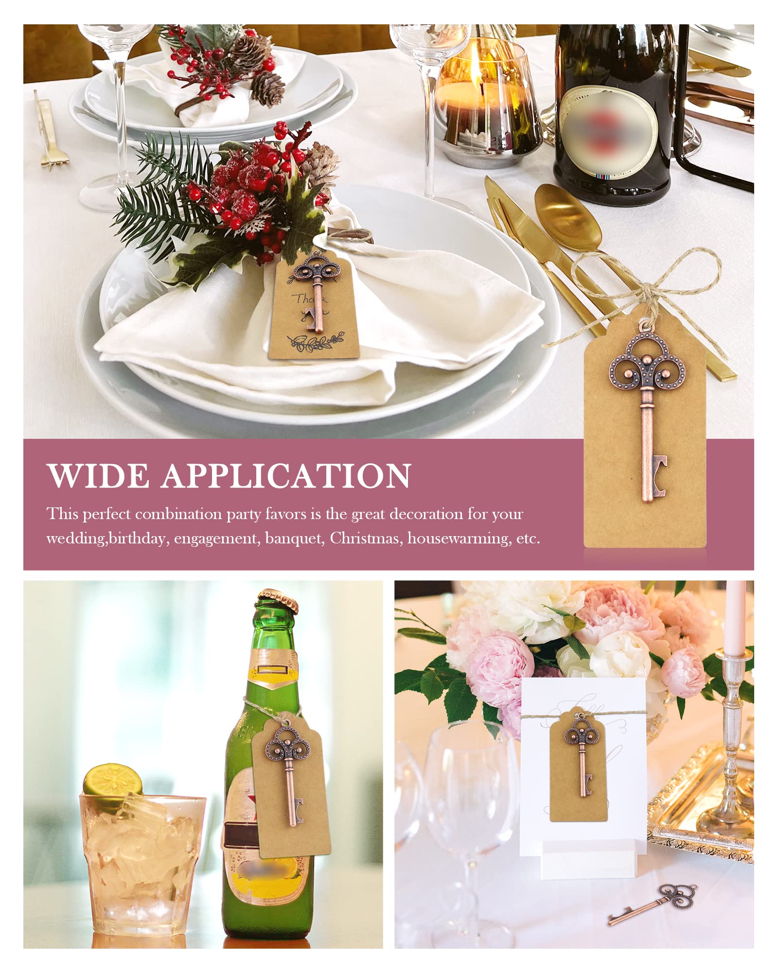 Decorative skeleton key bottle openers for rustic wedding decor