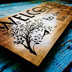 Rustic welcome sign - 18x7 outdoor display
