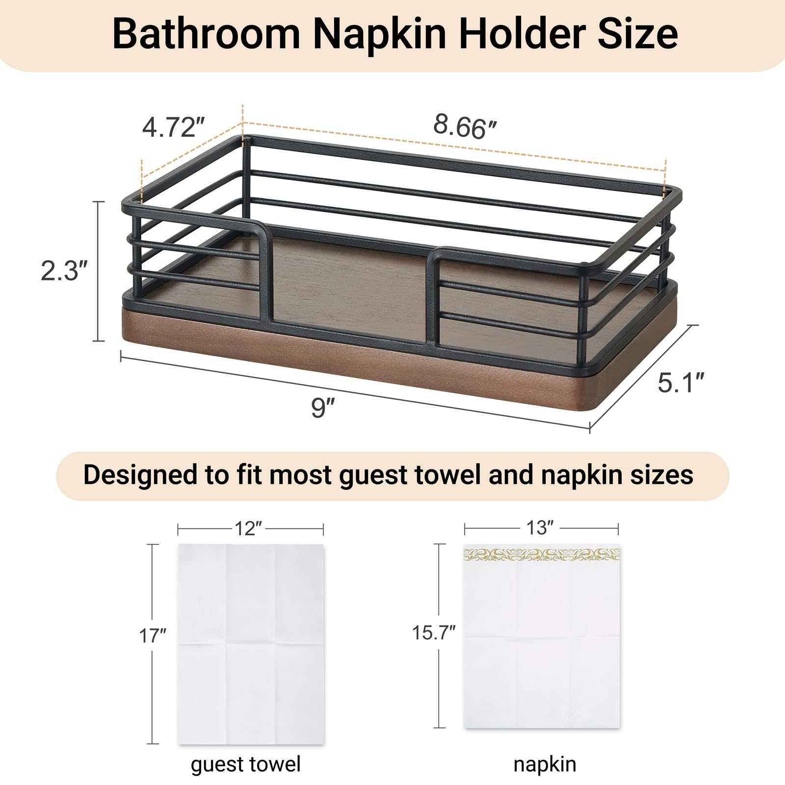 Rustic farmhouse style napkin holder for kitchen vanity