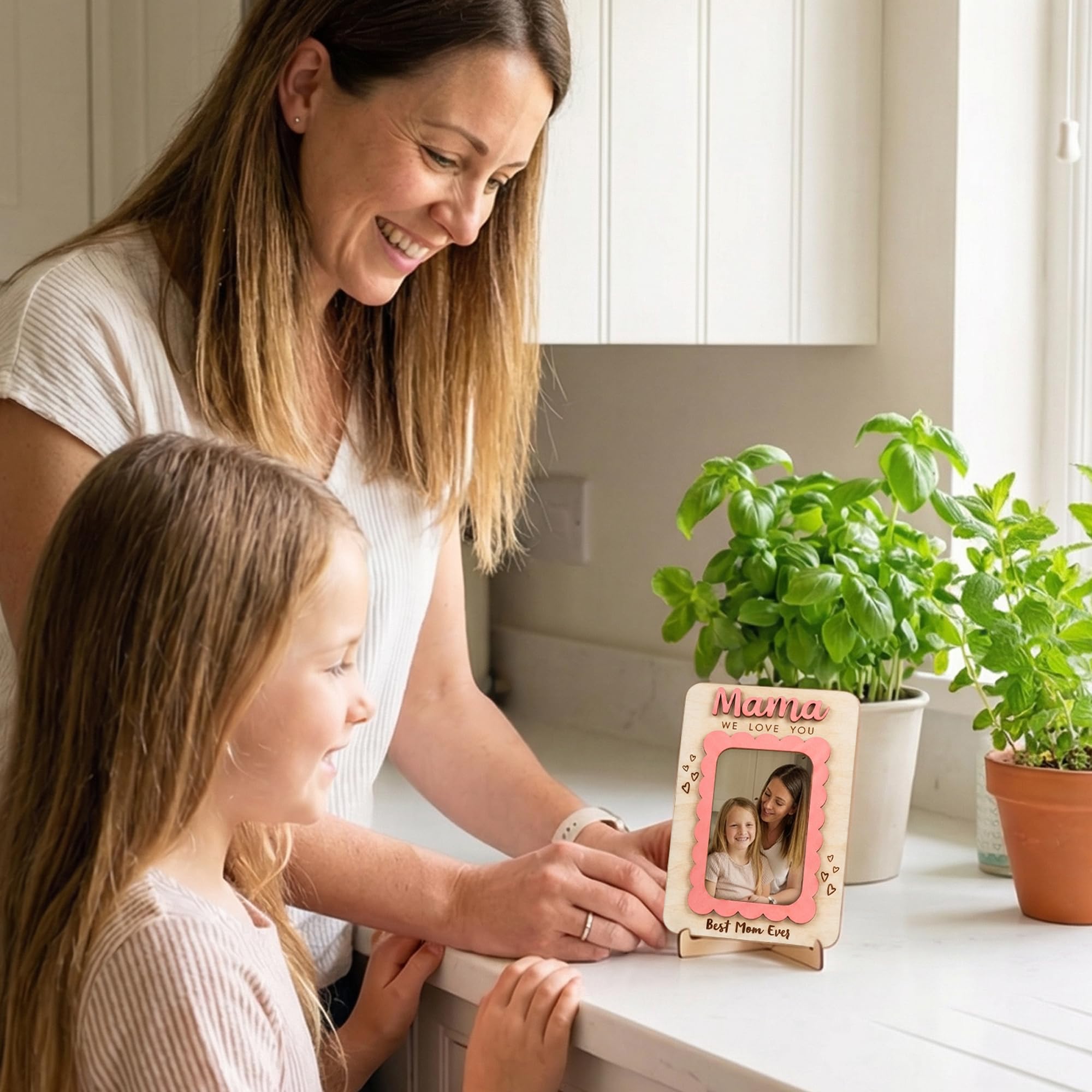 Wooden Mama Picture Frame on display