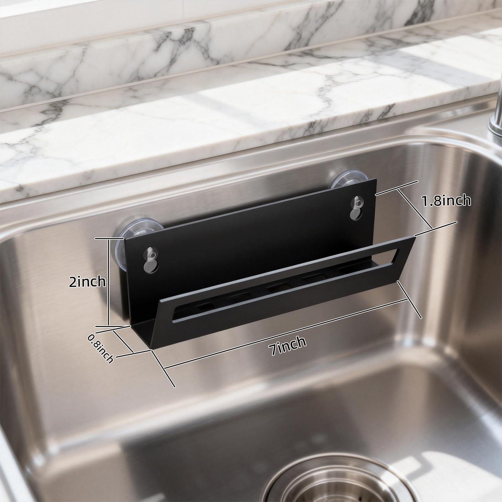 In-sink wall hanging rack holding sponge and dish brush