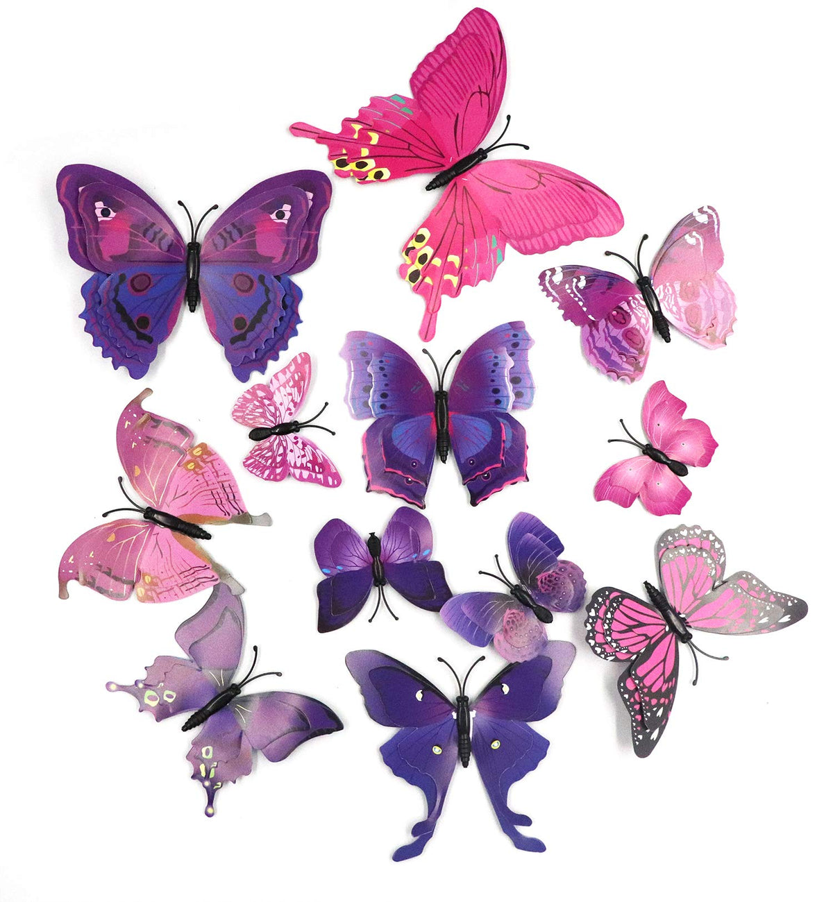 Ruwado 12 piece purple butterfly refrigerator magnets set