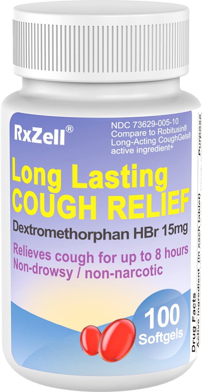 RXZELL Adult Cough Relief 100 Softgels bottle