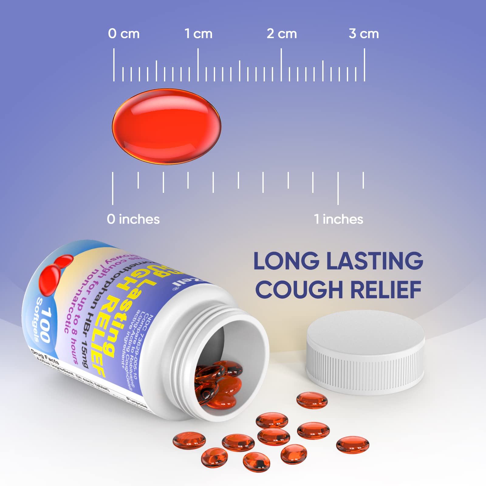 RXZELL Dextromethorphan HBr 15mg softgels container