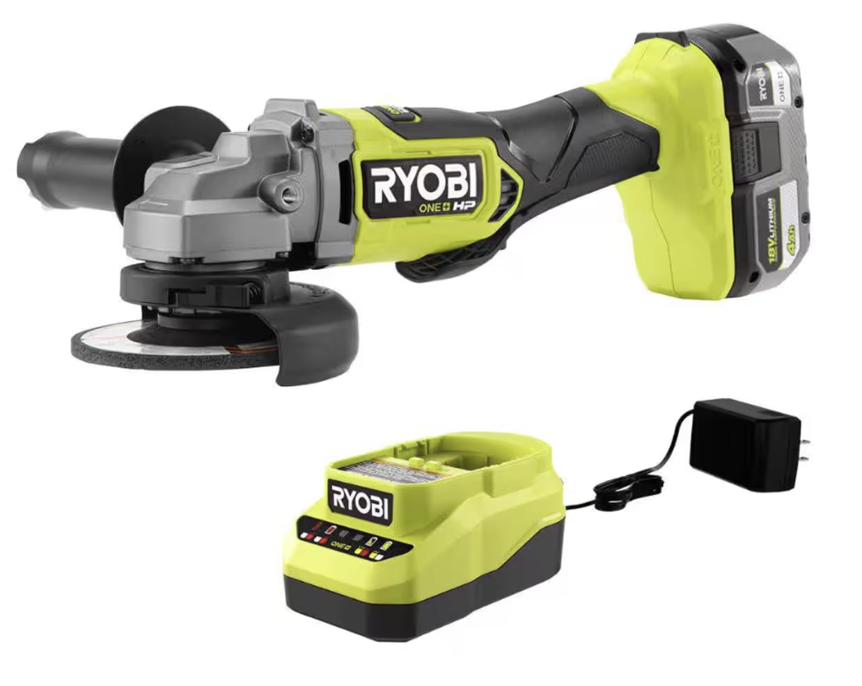 Ryobi angle grinder kit 4-1/2 in 18V brushless with 4.0 Ah battery A