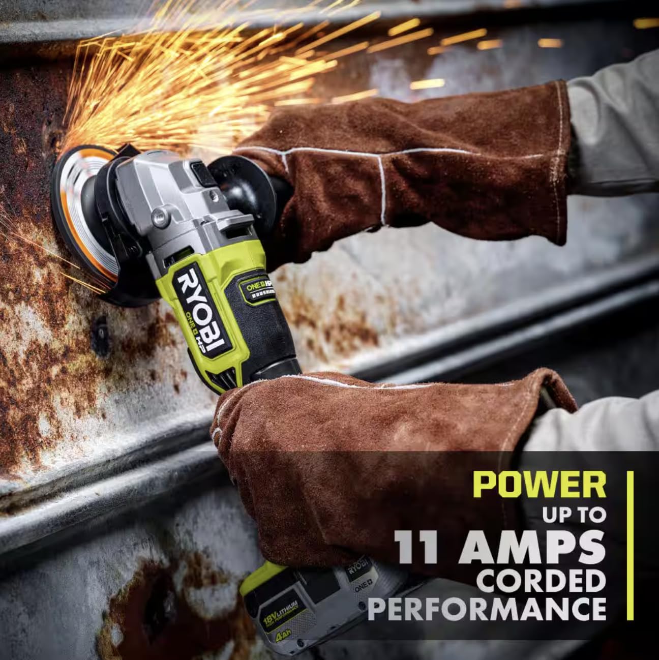 Ryobi 18V brushless cordless angle grinder kit 4-1/2 in with battery