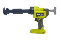 Closeup of Ryobi 18V ONE+ caulk gun model PCL901B