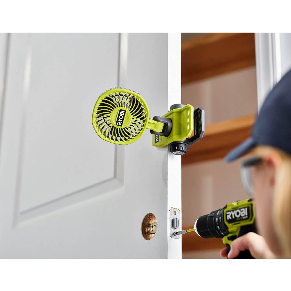 Portable Ryobi renewned fan kit highlighting portability and use cases