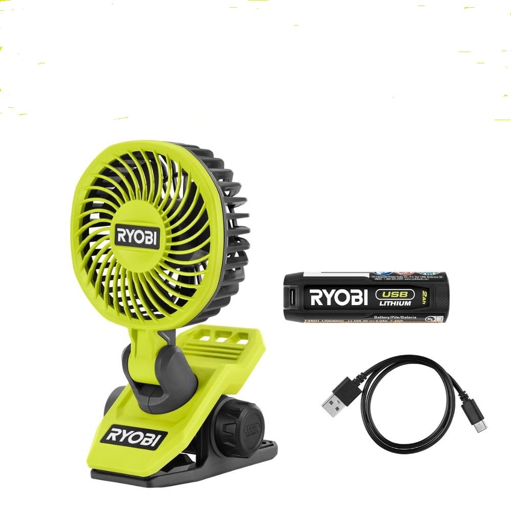 Ryobi USB Lithium Clamp Fan Kit Renewed with portable design and clamp