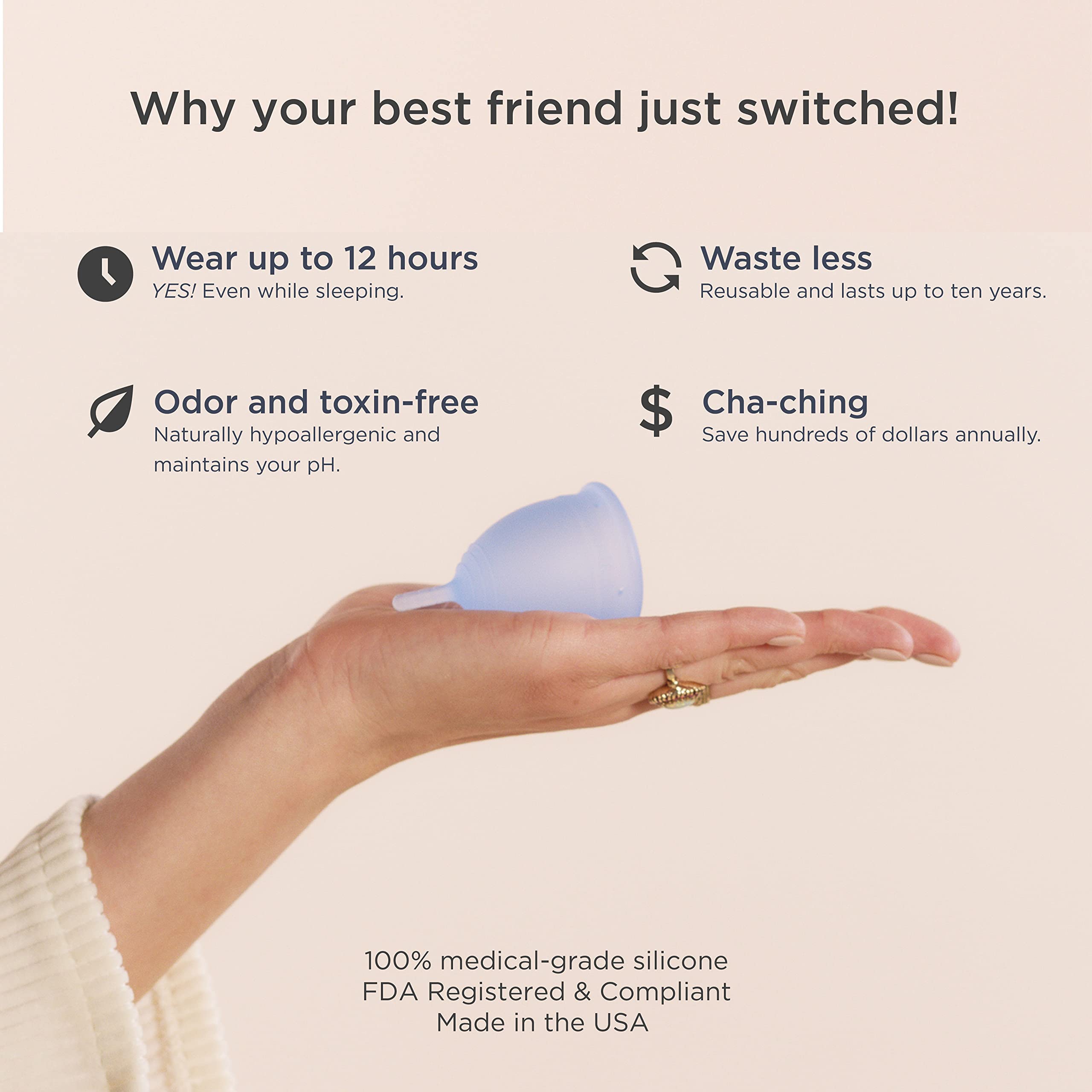 Saalt menstrual cup regular size close up