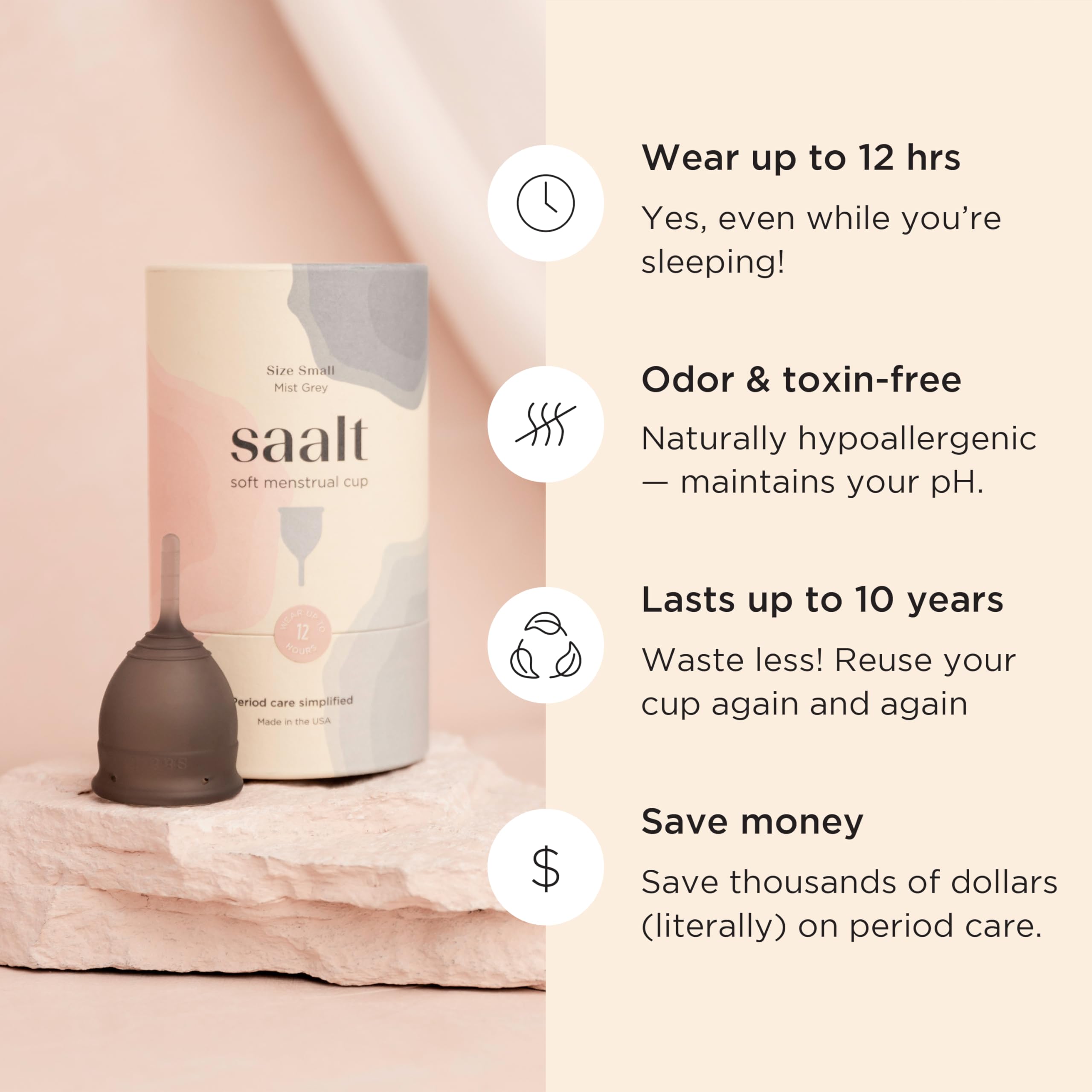 BPA-free latex-free Saalt Soft Menstrual Cup silicone
