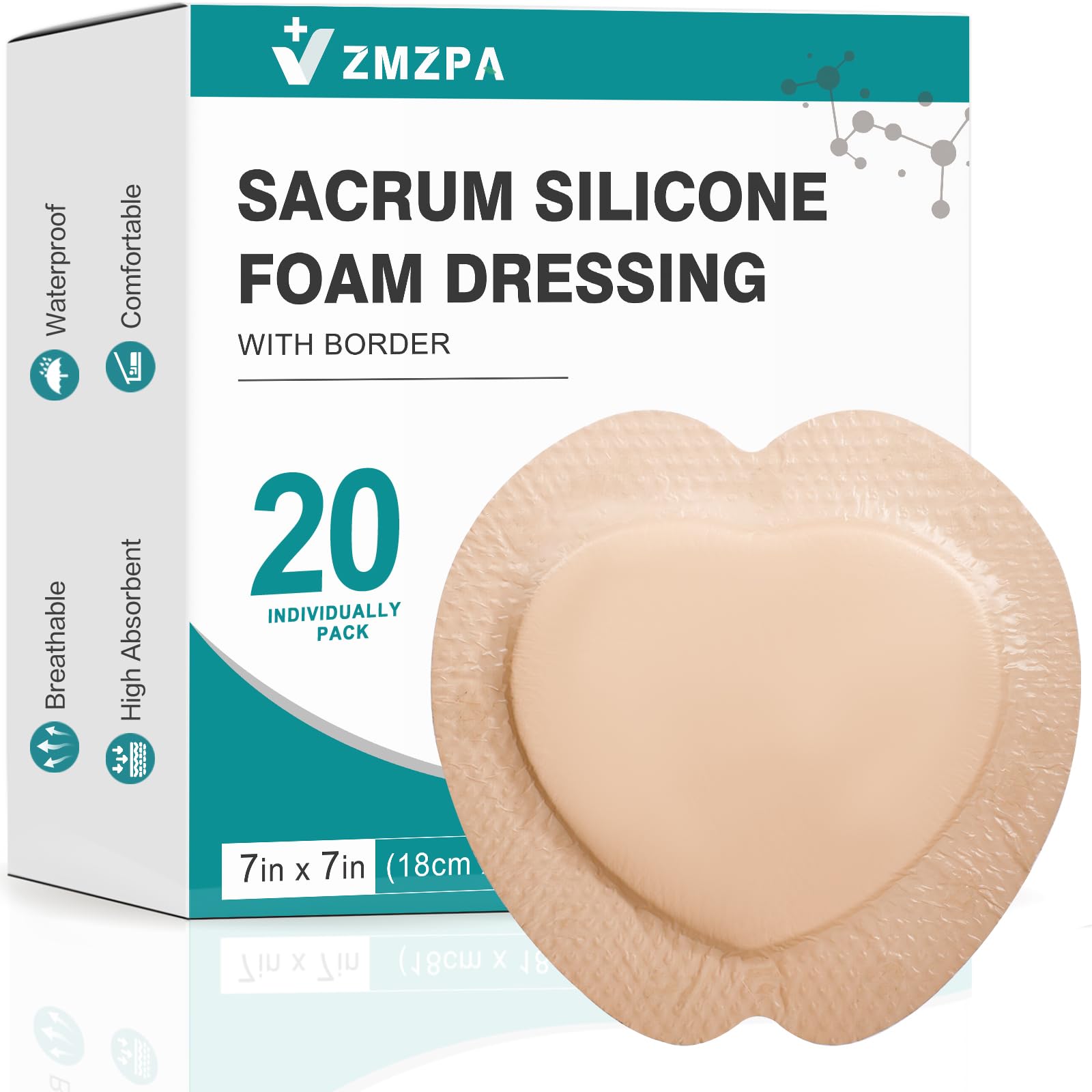 Sacral Foam Dressing 7x7 border for bedsore care
