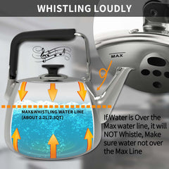 Rust resistant 18/8 stainless steel SADOMAIN kettle for daily use