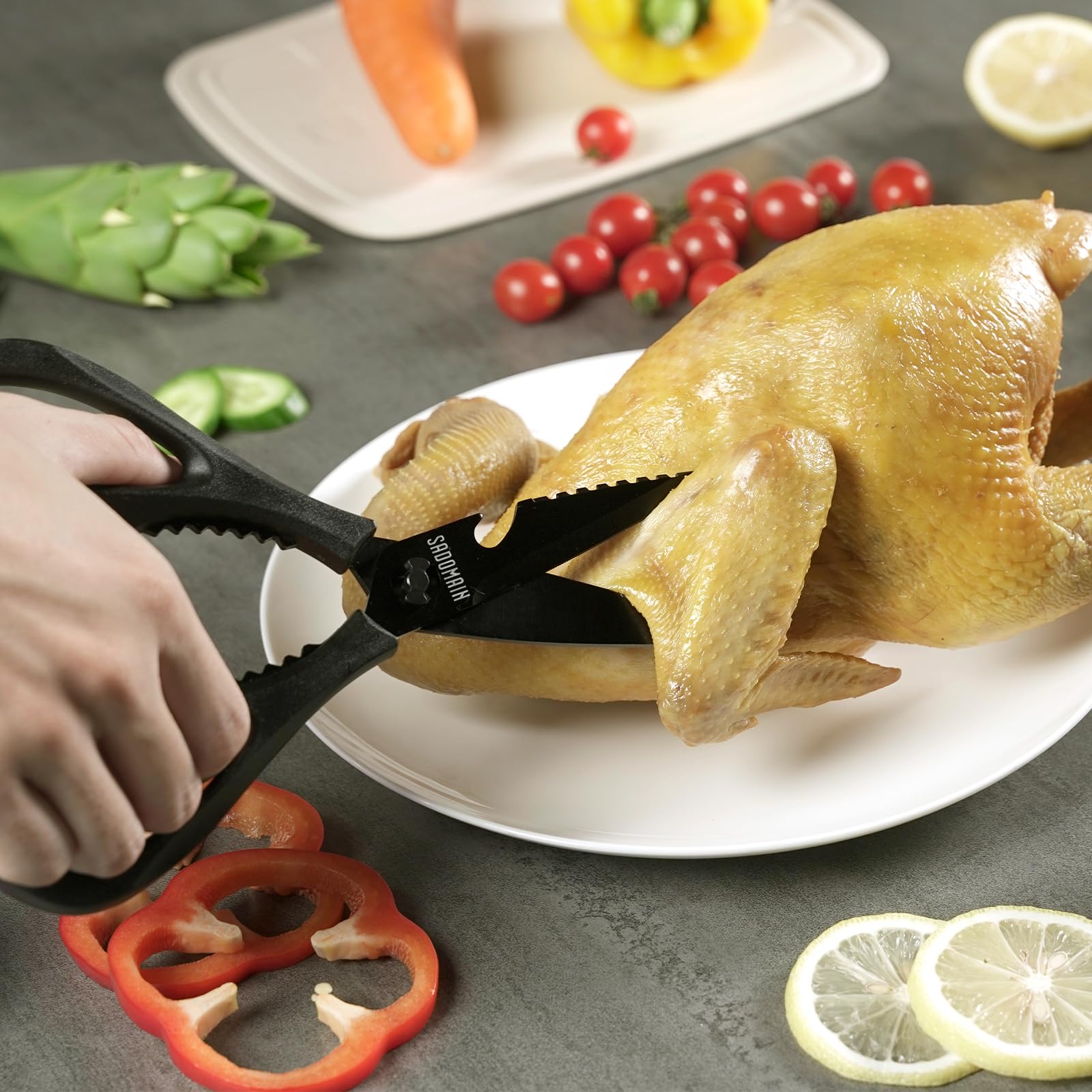 3CR 13 stainless steel heavy duty construction for kitchen scissors