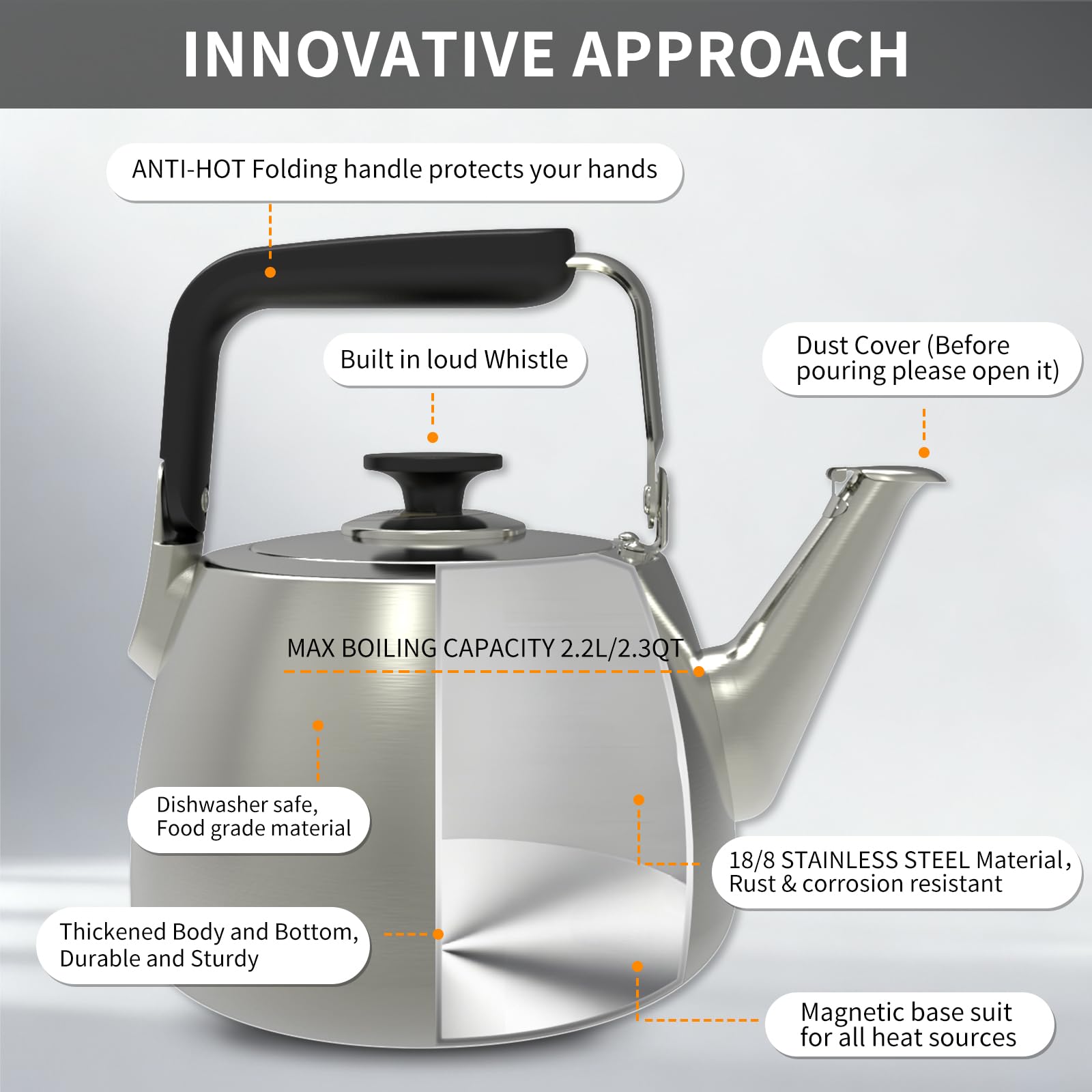 SADOMAIN tea kettle packaging and user guide