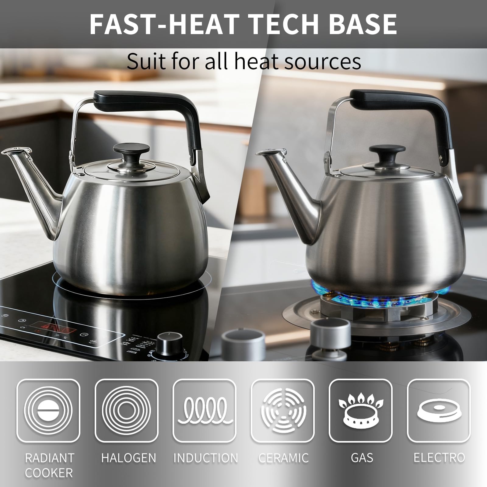Induction compatible SADOMAIN tea kettle with multi-layer bottom