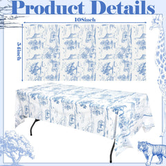 Safari animal tablecloths by Moukeren blue toile de jouy 54x108
