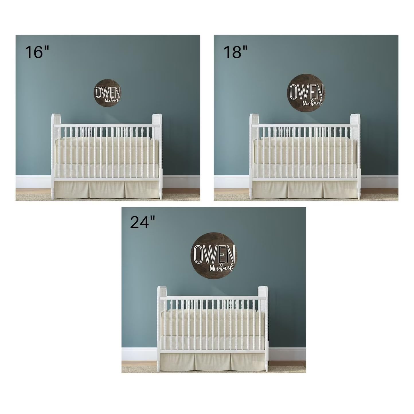 Wooden safari nursery name sign 24 inch round decor