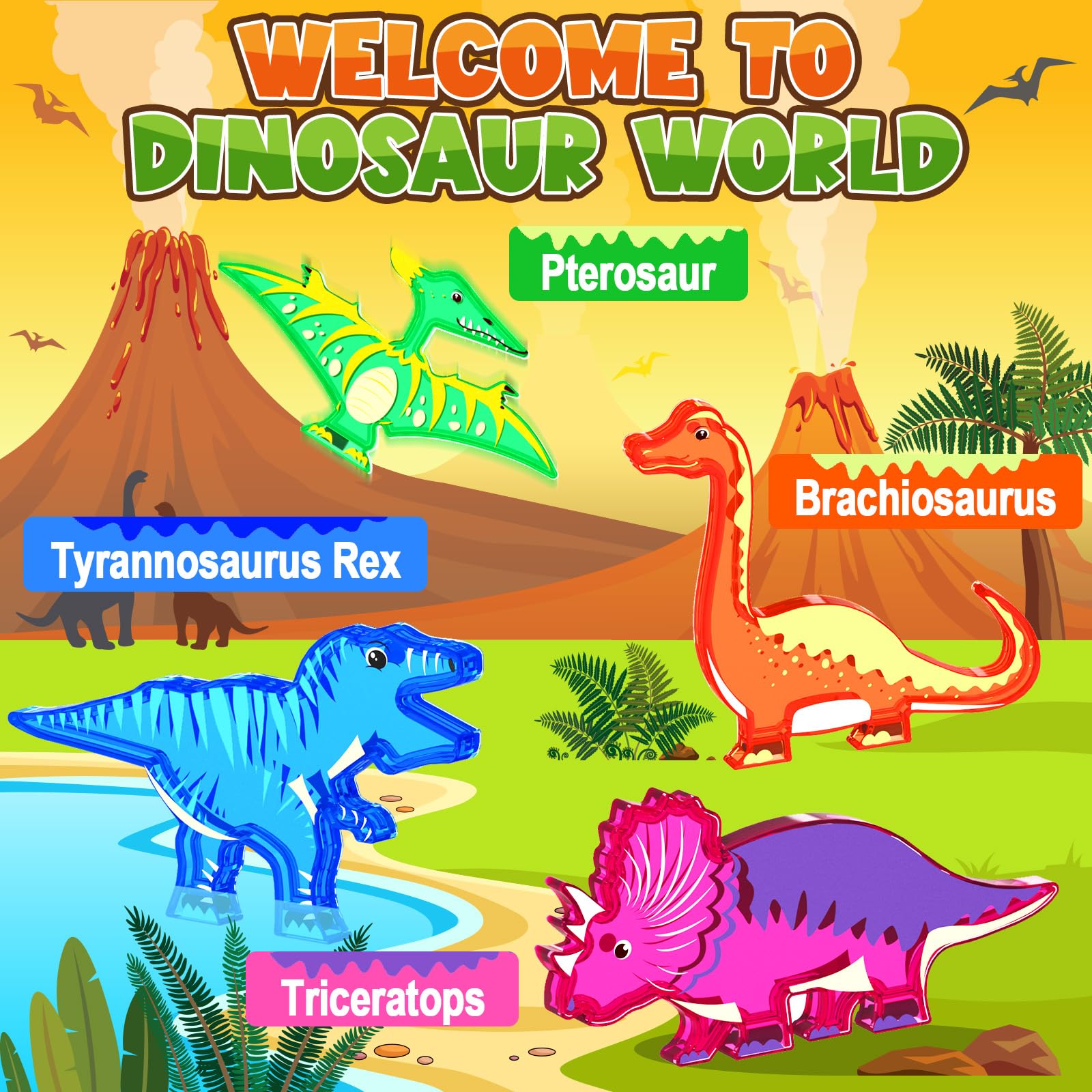 Safe durable magnets on lava dinosaur tiles