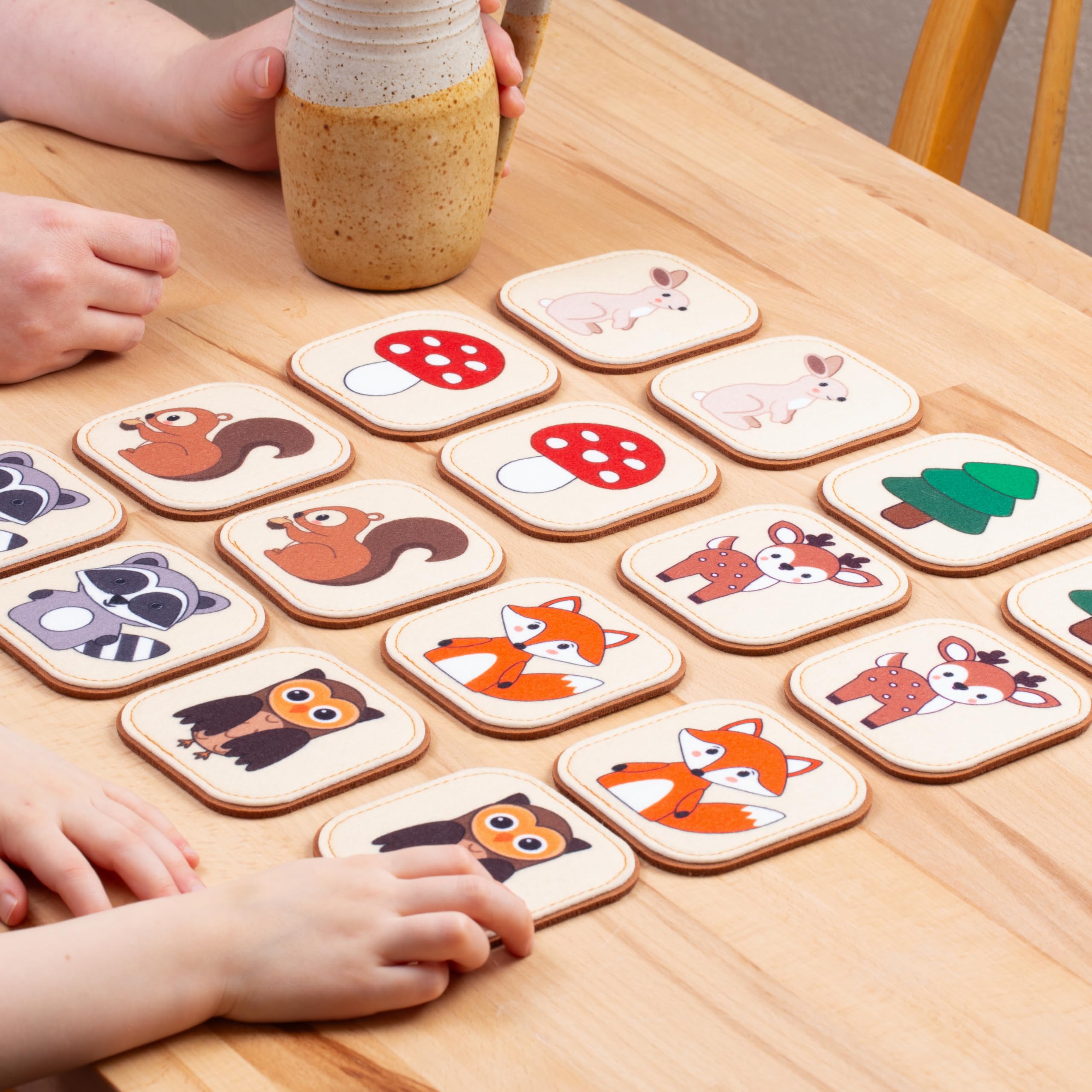 Woodland creatures felt cards for learning and play