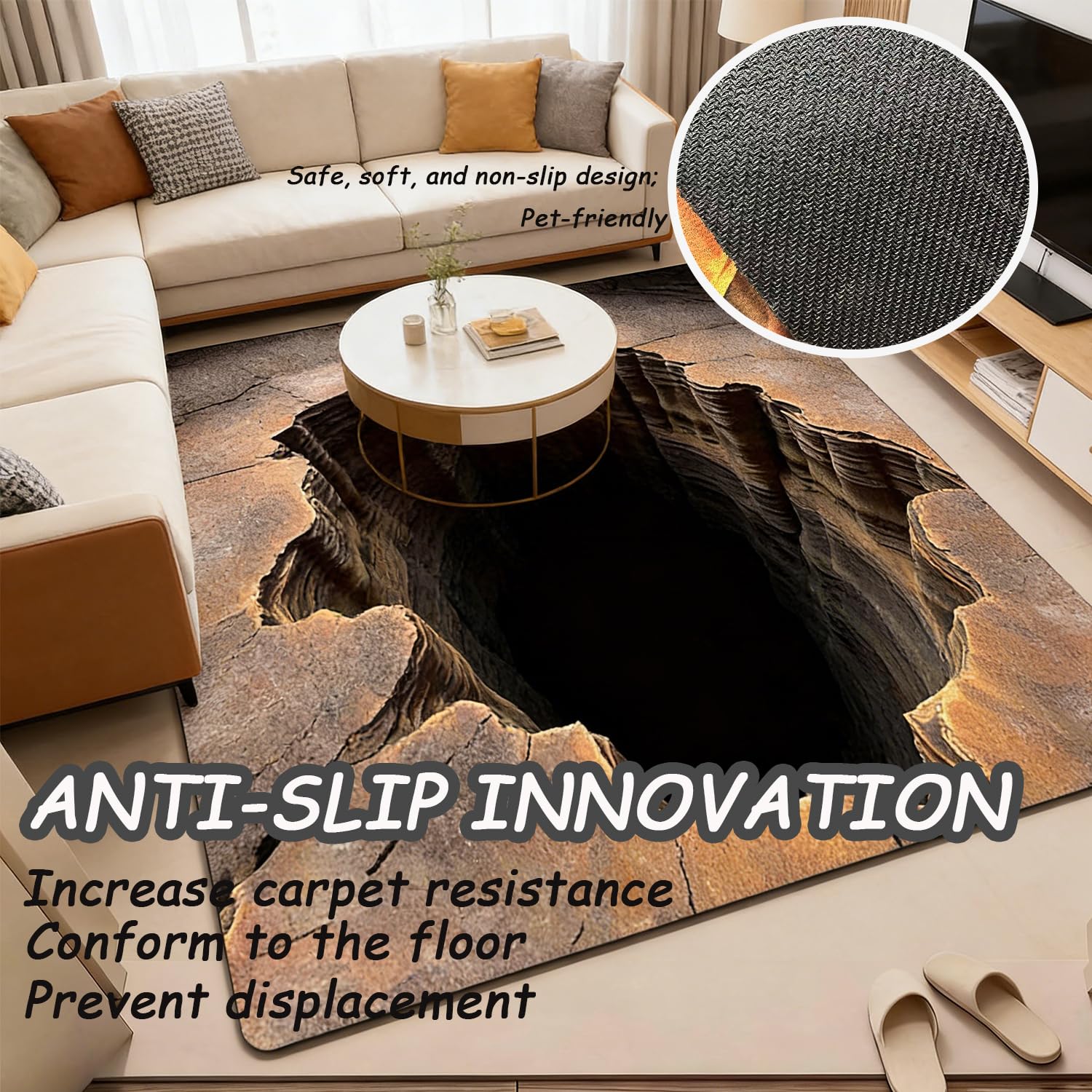 hole illusion rug suitable for doors and stairs