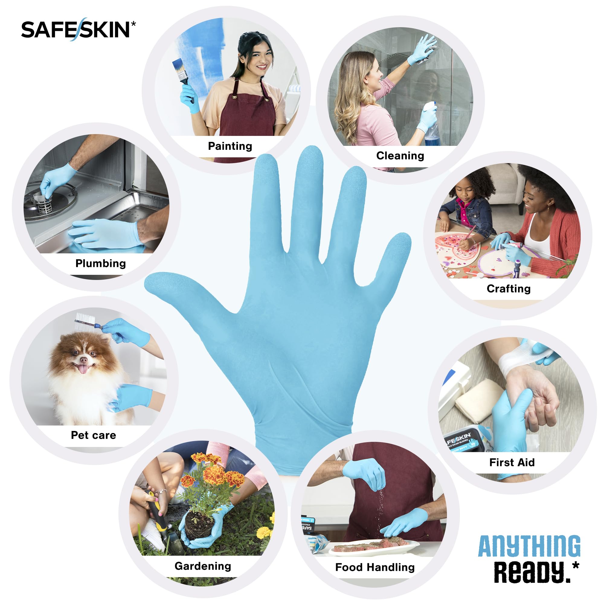 Powder free nitrile gloves for food handling and cleaning in a portable pack