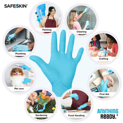 Powder free nitrile gloves for food handling and cleaning in a portable pack