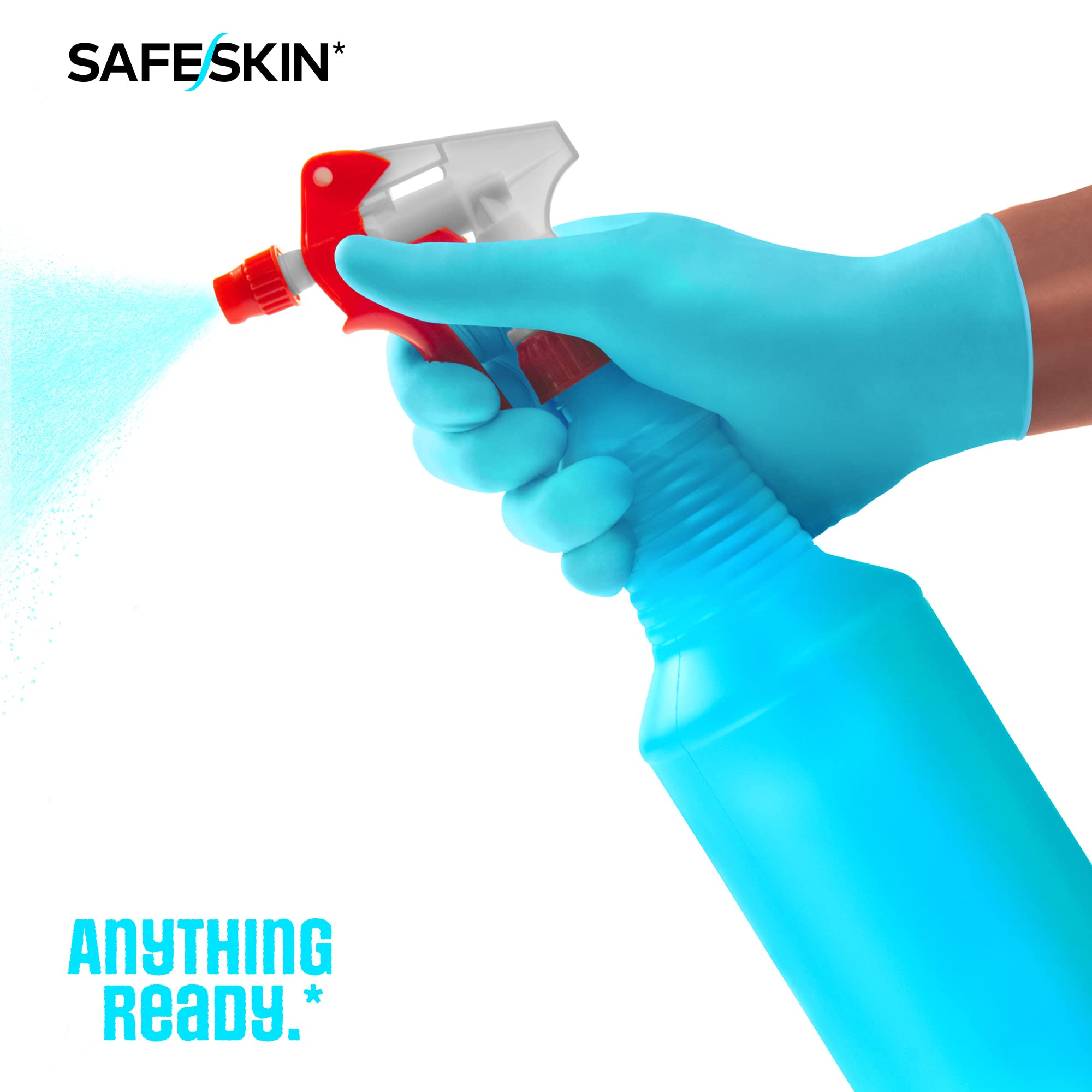 Textured fingertips for improved grip in ambidextrous nitrile gloves